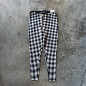 Zara Legging High-Rise Womens S White Black Gingham Plaid Checkered Skinny Pants